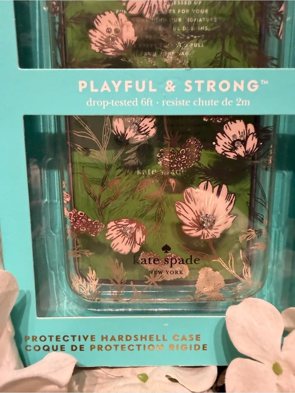 Kate Spade Clear Floral iPhone XS Max Hardshell Case Pink Flowers. Case is clear